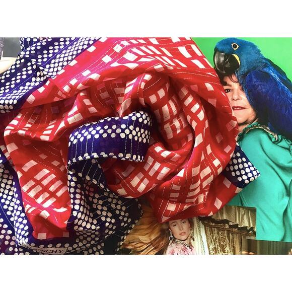 Vintage Givenchy scarf in silk muslin with statement print